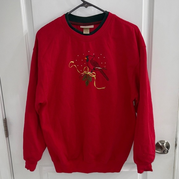 M & C Sportswear Sweaters - Holiday Women's Red Cardinal Embroidered Sweater